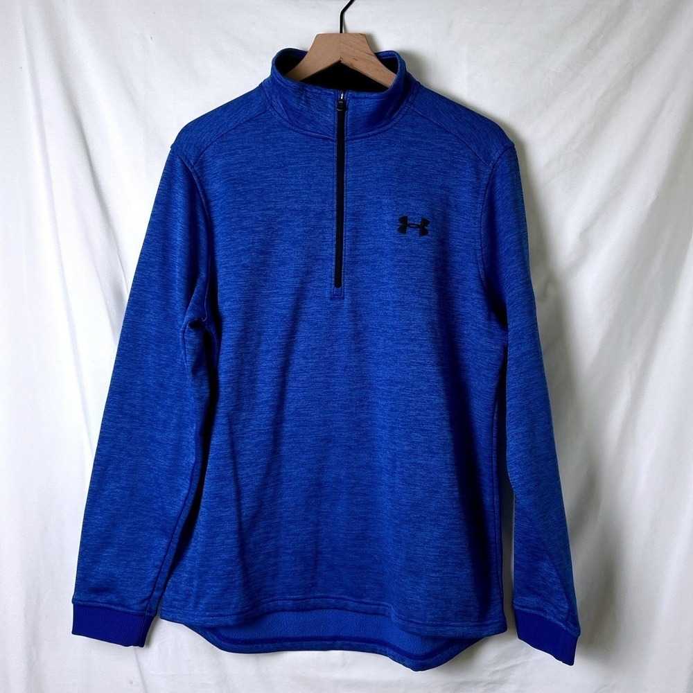 Under Armour Mens ColdGear Quarter Zip Pullover Blue Size L Fleece Gorpcore